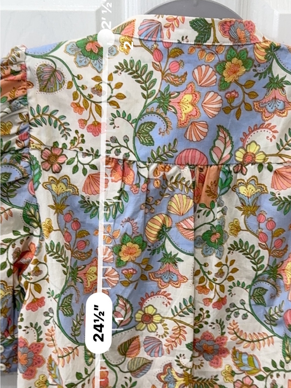 Sugarlips Floral Puff Sleeve Button-Back Blouse - Pastel Multicolor - Picture 11 of 11